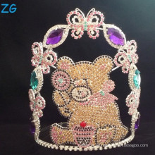 Corona lindo modificada para requisitos particulares linda del oso para los cabritos, coronas al por mayor de los cabritos del cristal
